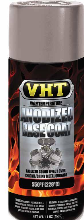 VHT Anodized Color Coat is formulated for high temperature and high performance engine paint applications. It withstands intermittent temperatures up to 550 F (228 C).