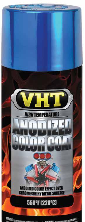 metal look over non-metal and/or painted surfaces, first prime with VHT Anodized Base Coat. Then apply VHT Anodized Color Coat when dry.