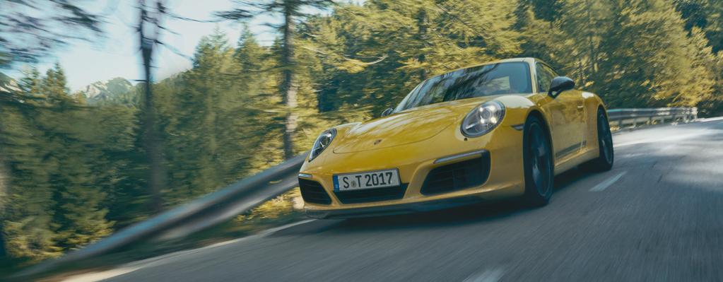 Engine. Ready for a quick getaway? Lead on. Behind you, positioned low down in the rear of the 911 Carrera T, is the six-cylinder twin-turbo engine. Ratings: 3.