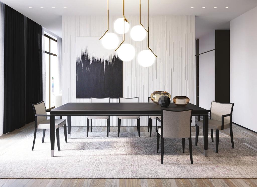 Zona Giorno Day Collection Tavolo Dining table Tavolo fisso 4 gambe con inserti acciaio satinato 4 legs fixed dining table with stainless steel insert 250x100x78h 98 3 8 x39 3 8 x30 3 4 h Sedia