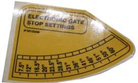 Part No: 1812346 Decal - Electronic Gate Stop Setting Drivers side front gate pin This decal is 