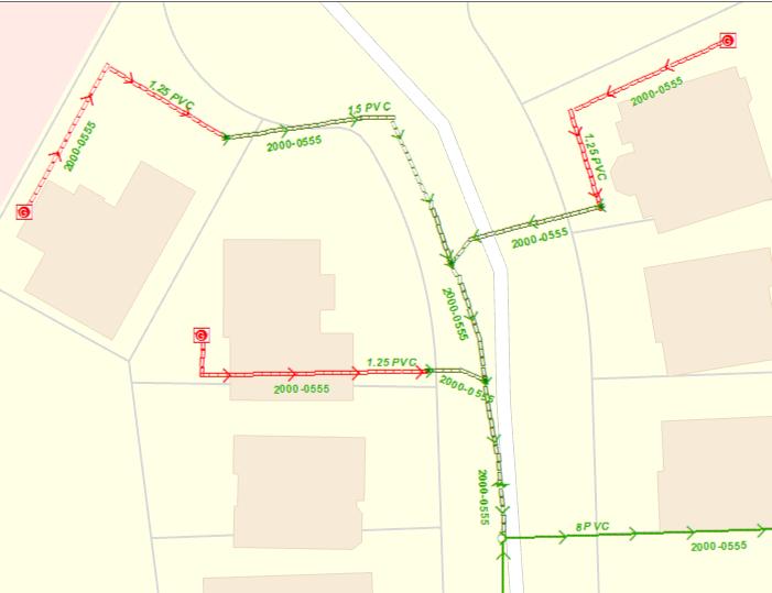 HOW TO IDENTIFY GRINDER SYSTEMS ON AWU GIS May be shown with: a green boxed line in the street red boxed line in the property Red Lift Station inside the property This