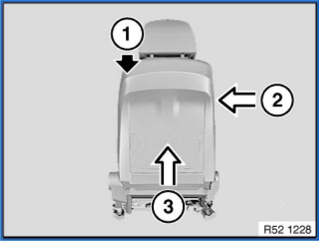 Removing and installing/replacing the rear panel on the left or right front seat backrest: Operation is shown on the left seat.