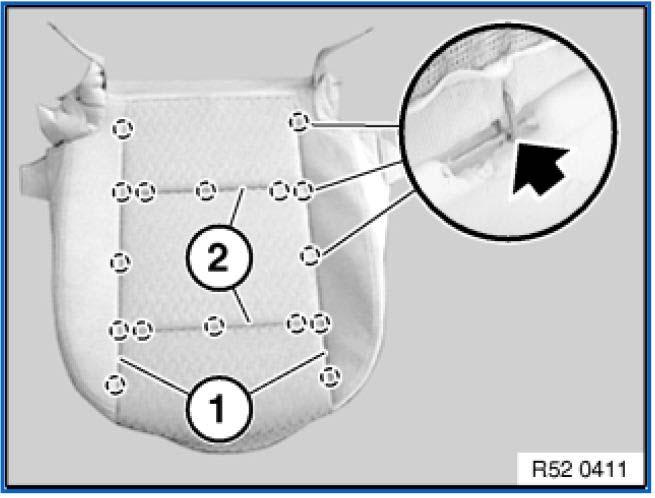 The OC3 mat must not be kinked under any circumstances. Detach all retainers in the side area from the longitudinal wires (1).