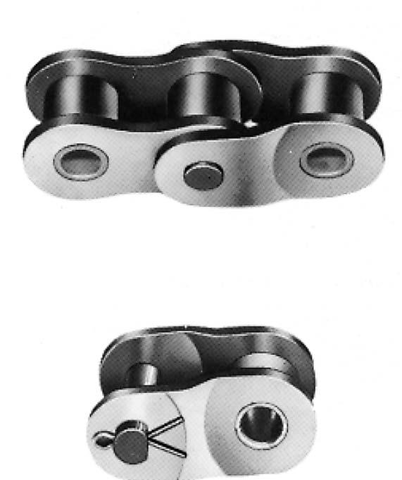 In either case, a spring clip connecting link is used for RS roller chains of sizes RS6 or smaller, a cottered connecting link for sizes RS8 to RS, and a spring pin connecting link for RS4.
