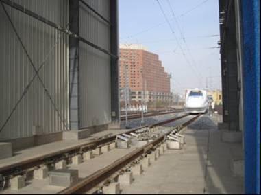 Figure 10: Inspection track at Beijing EMU depot 5. References [1] Salzburger, H.J., Repplinger, W.: Automatic in-motion inspection of the tread of railway wheels by e.m.a. excited Rayleigh waves Ultrasonics International 1983 : Conference Proceedings.