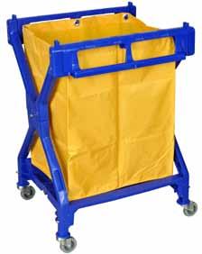 yellow nylon laundry bag Blue frame color Features 3 casters Assembly