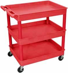 TC 32 W x 24 D Utility Tub Carts Plastic Shelves & Legs Are Proudly Red Blue
