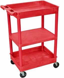 STC 24 W x 18 D Utility Tub Carts Plastic Shelves & Legs Are Proudly Red Blue Gray Putty Black Shelf / Leg Color