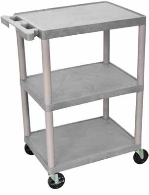 STC 24 W x 18 D Utility Tub Carts Utility Cart Features: Molded plastic shelves and legs