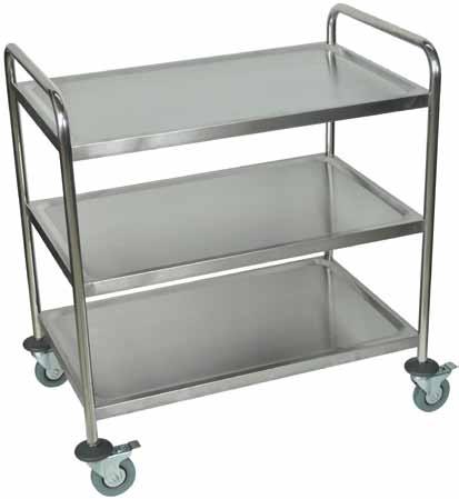 Stainless Steel Carts - Ship Knocked Down ST-3 Features: 10 1 2 shelf clearance 22 Gauge 430 stainless steel shelves