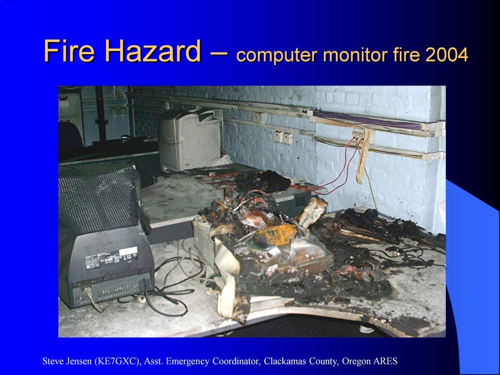 A monitor caught fire at a well know UK company s test lab Electronics do fail,