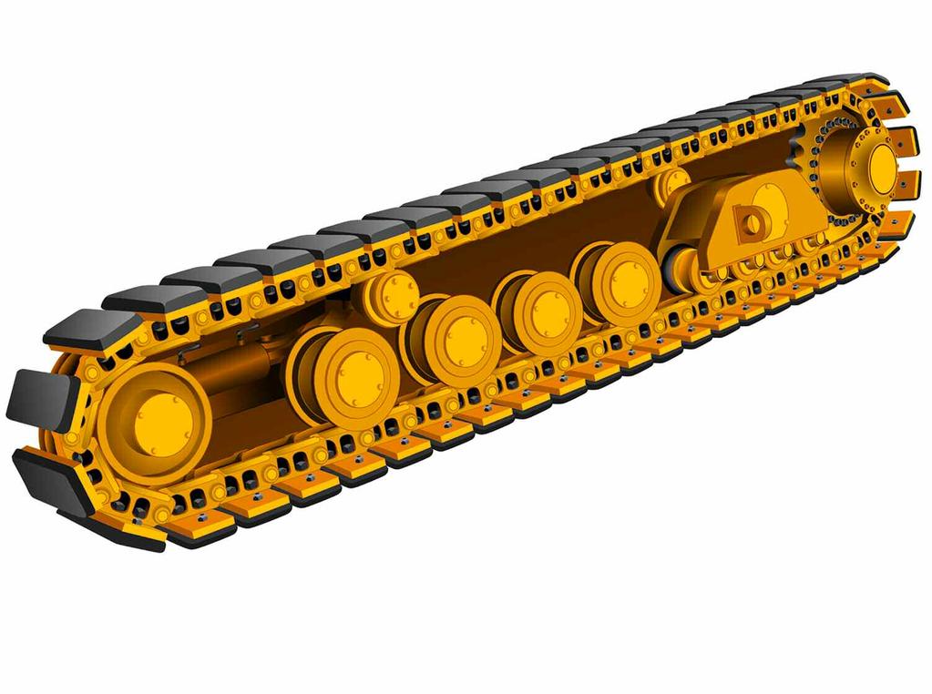 The steel track system includes hydraulic cylinders to provide automatic tensioning. Bonded Track Pads Track Rails The steel track system incorporates D3 dozer track rails.