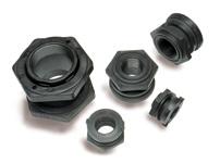 AG SPRAY ACCESSORIES Bulkhead Fittings Brass Bulkhead / Tank Fittings Black polypropylene Double-threaded with EPDM gasket Opening same size as outside diameter Old No. FPT Hole Dia 8.705-336.