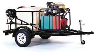 TR-3500 Accommodates these Landa Pressure Washers: PGHW (except 5-50524E), PGDC, MHP, and PDHW. Shown with optional PGHW pressure washer, and hose reels.