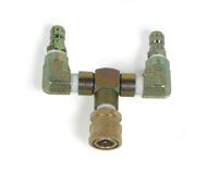 H FEATURE ITEMS H Two-Gun Tee Coupler Two-Gun Tee Coupler makes switching from one gun to two a snap. 3/8" quick coupler fittings good up to 4000 PSI.