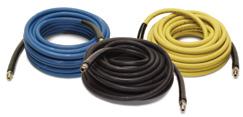 HOSE & HOSE REELS Legacy Rawhide Hose Superior abrasion-resistant cover hose for use with hot or cold water pressure washer All standard 3/8" rawhide assemblies include: One solid end and one swivel