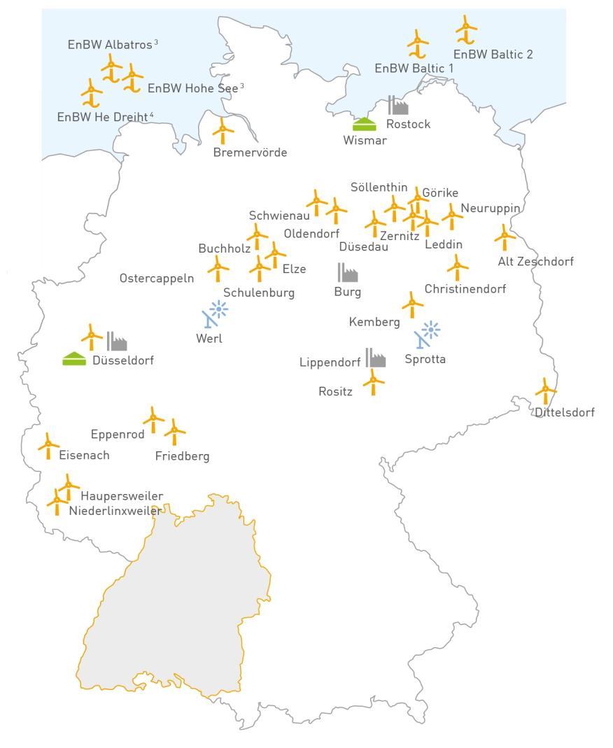 5.4.2 Power plants including equity investments and supply contracts Germany Baden-Wuerttemberg Onshore wind farm Offshore wind