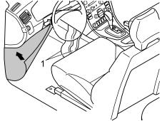 12 Tip the left front seat backwards Push the floor carpet to one side to access the air ducts (1).