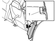 16 Remove the clip (1) at the side of the left-hand side cushion Pull the top edge of the left-hand front cargo compartment panel out to access the upper lock for the side cushion Repeat the