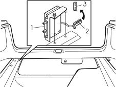 Press the Global Positioning System (GPS) aerial into place using the clip in the hole in the centre of the rear edge of the parcel shelf as illustrated Route the new cable (C in the kit