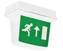 Emergency exit signs VIA8 - decorative LED exit sign 267mm 24 metres 34mm Adjustable 70mm 163mm Modern contemporary styling 50,000 hour LED source (1W) EN1838 compliant legend Easy to install