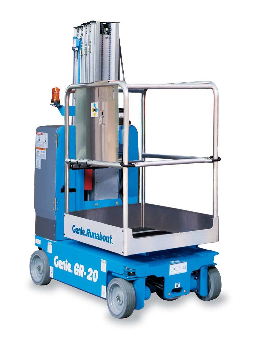 Productive Solutions The Genie Runabout (GR ), Runabout Contractor (GRC ) and Genie QuickStock (QS ) lifts are compact, low-weight machines well suited for increasing productivity on the job.