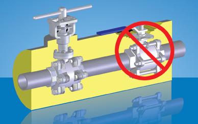 actuator. The stem flats are always visible even when the valve is insulated and an actuator is installed.