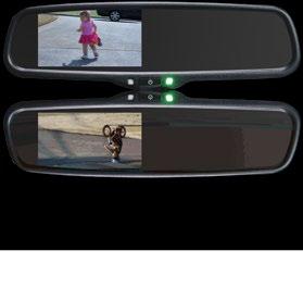 When the rear view mirror monitor is Powered On and displaying a video source other than the reverse camera, and reverse gear is then engaged, the system automatically switches from video source to