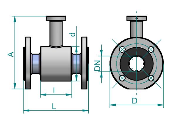 Sensor dimensions (inches) for various rated diameters Flanges according to ANSI B16.5 (150#) and AWWA Class B Dimensions and Ratings of Flanged Sensor ANSI (max. working pressure 230 psi) ANSI (max.
