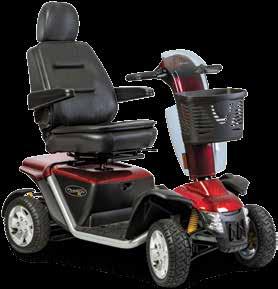 Reclining high-back seat with sliders and headrest Candy Apple Red Silver 4-WHEEL SCOOTER 400 lbs.