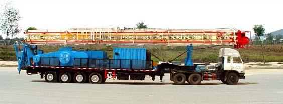 4. TRAILER MOUNTED DRILLING RIG The trailer mounted drilling rig is divided into drive, electrical drive and trailer mounted drilling rig without ground anchor, of which the main characteristics are