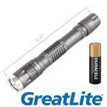 (2) AAA Panasonic Batteries and Tactical Clip 3 Modes: Low (50 Lumens), High (150 Lumens) and Strobe Battery Runtime: 6 Hours