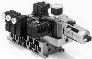 Manifold with Control Unit VFS2000 Control units (Filter, Regulator, Pressure switch, Air release valve) are all standardized to the one unit, and can be mounted on the manifold base without any