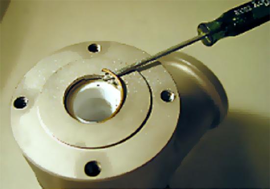 Use Allen key 5 mm. 2. Remove the rotation lock ring with a screwdriver (Fig. 7) 3.