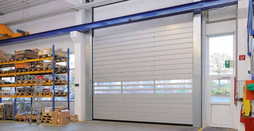 Speed sectional door HS 5015 PU H With high-lift track application NEW The adjustable track application The sections are guided in horizontal tracks and can be diverted flexibly depending on the