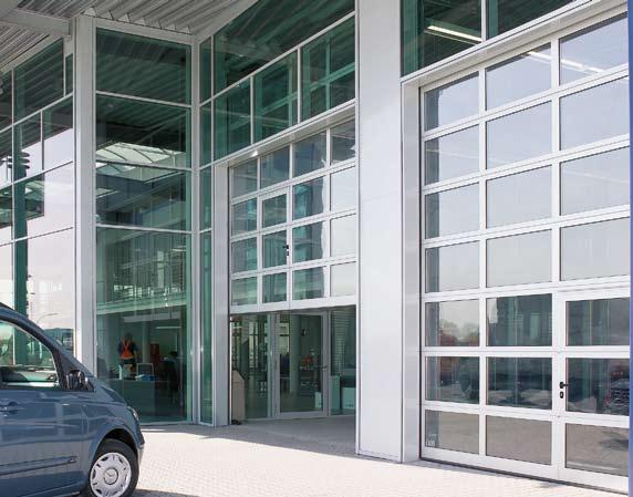 Price advantage with wide window sections Door versions (examples) ALR 40 N with narrow window sections 52 52 120 ALR 40 Size range Width up to 8000 mm Height up to 7000 mm Resistance to wind load 1)