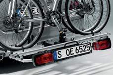 The support frame folds down when not in use, reducing drag when travelling without cycles.
