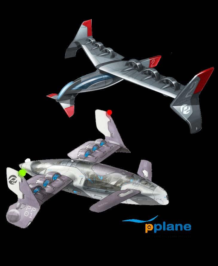 Potential Concepts of PPlane Vehicles Air vehicle: out of the box but realistic concept 6 electric engines buried in the wing, moving up (take-off and landing) or illustrated position for cruise