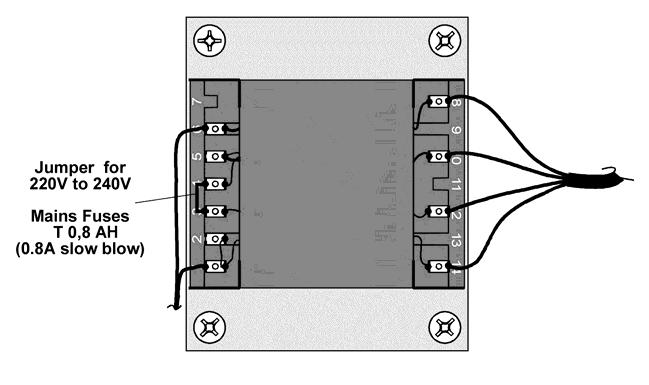 4.3 Voltage setting in the Mains Circuit The BM-780 II can be set to both of the mains voltage ranges 100V to 127V and 220V to 240V which are most common in the world by changing the wiring of the