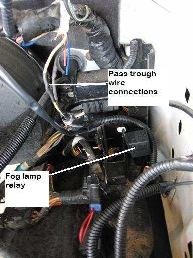 Next was the connection of the Yellow and Black wires of the fog lamp harness to the Yellow and Black pass through wires Zip tie up the harness out of the way and reinstall the fuse panel, fuse panel