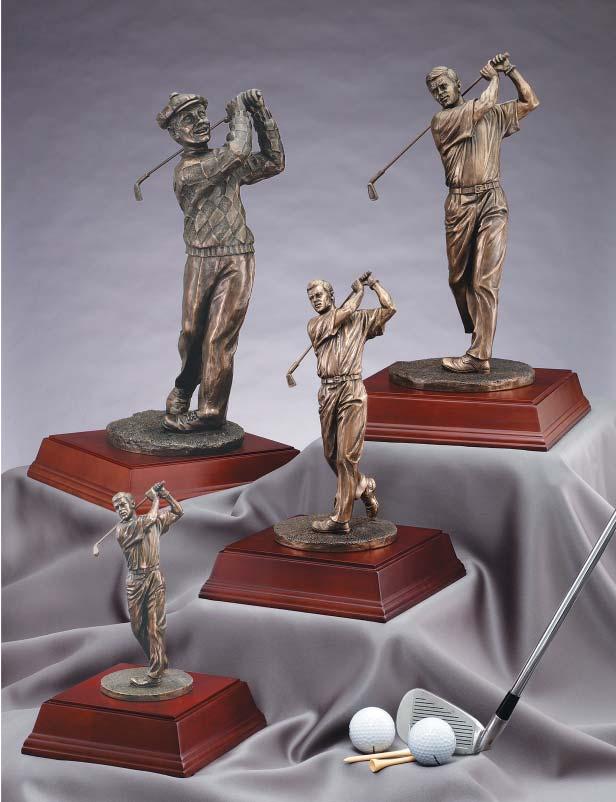 Elegant Resin Golf Sculptures FINISHED IN A BRONZE METALLIC CASTING G6945 M.