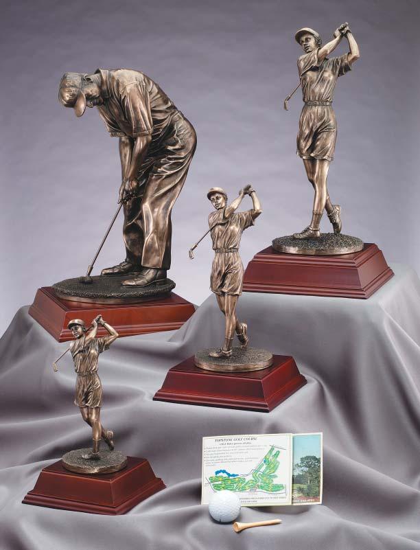 Elegant Resin Golf Sculptures FINISHED IN A BRONZE METALLIC CASTING G6948 F.