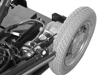Drive system The wheelchair has a drive pack for each drive wheel. The motors regulate speed, turning and braking.