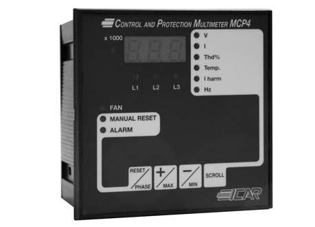 7. CONTROL PROTECTION MULTIMETER MCP-4 Control and protection multimeter MCP4 is utilized in the most complete power factor correction systems and in filters in addition to the reactive power