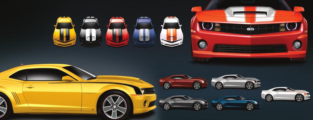 OPTIONAL PAINTED RALLY STRIPES OR HOCKEY STICK STRIPES SLP s ZL Camaros can be ordered with either one of these traditional muscle car stripe themes.