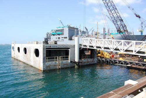 Pontoon Application Floating Double-Deck Pier (Navy) - San Diego, California BergerABAM A double-decked prestressed marine concrete floating pier, also referred to as the modular hybrid pier,