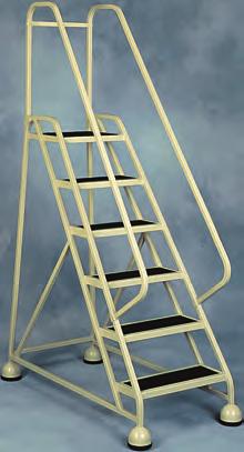MasterStep and AlumaStep ladders are equipped with easy rolling " spring casters for quick start and