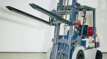 ! When using fork extensions, the permissible loading of the fork lift truck must be observed!