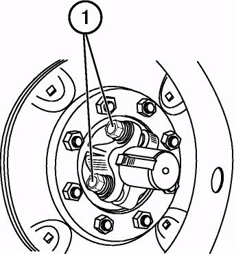 To check tension of the belt of the engine alternator with an elongated shield, apply a force of 40 N approx. to the middle pint of the belt section alternator pulley to water pump pulley (1).